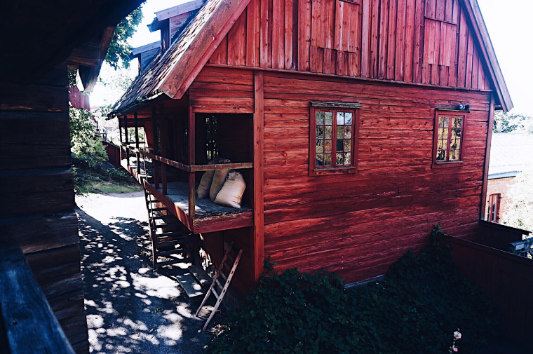 Skansen, Freilandmuseum in Stockholm Schweden, Rotes schwedisches Haus